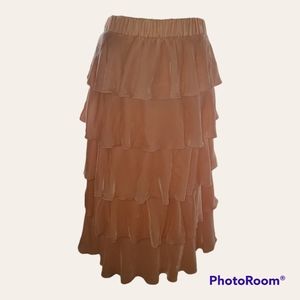 NWT Vintage Juicy Couture Pink Velvet Tier Flounce Boho Skirt L